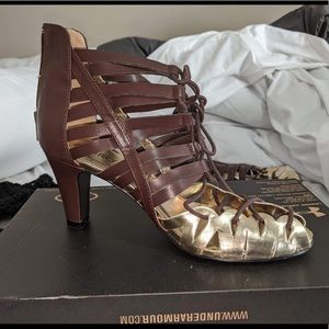 Ashro Women's Brown and gold heels 8.5m for $17